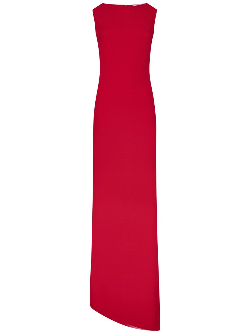 Mônot Long Sleeveless Red Crepe Dress