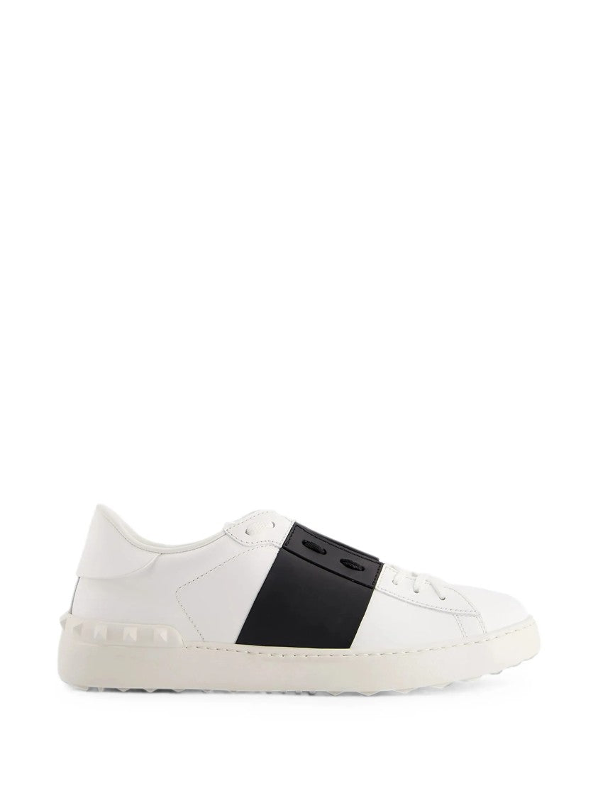 Valentino White Open Leather Black Sneakers