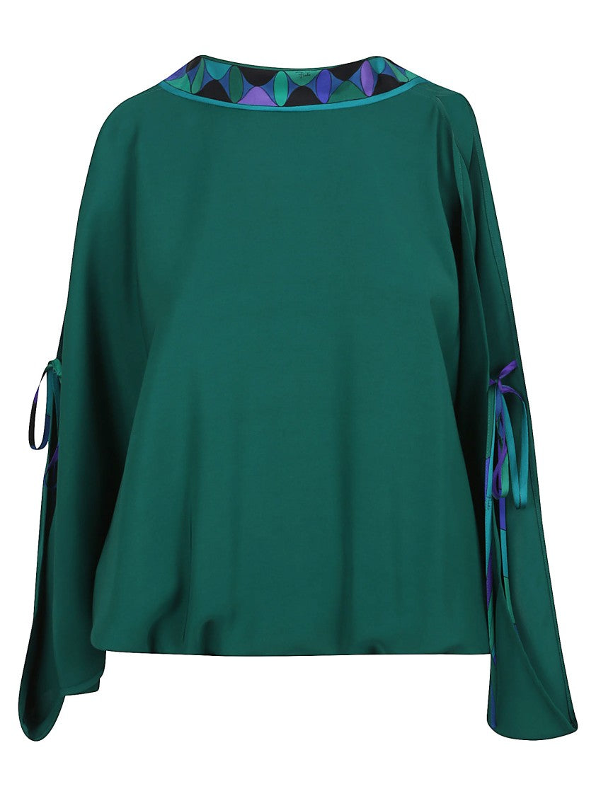 Emilio Pucci Loose Fit Crepe Marocain Blouse With Bow