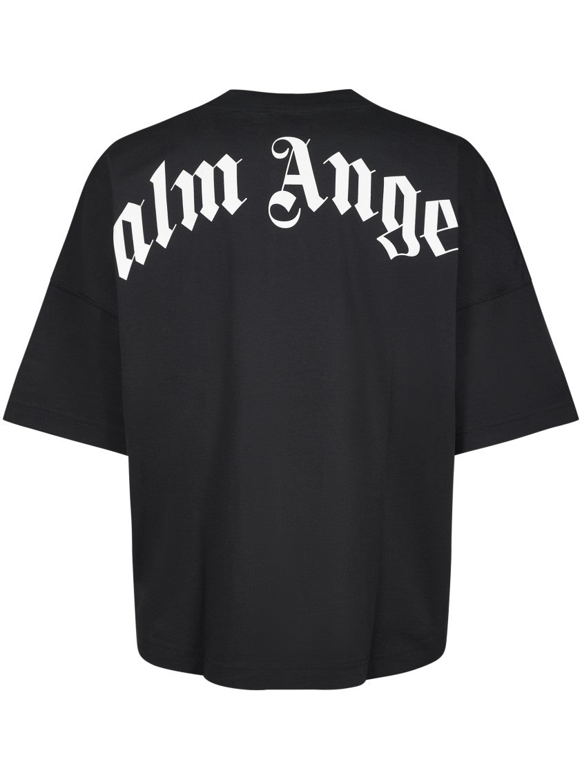 Palm Angels Oversized Crew Neck T-Shirt With Bold Typography And Logo