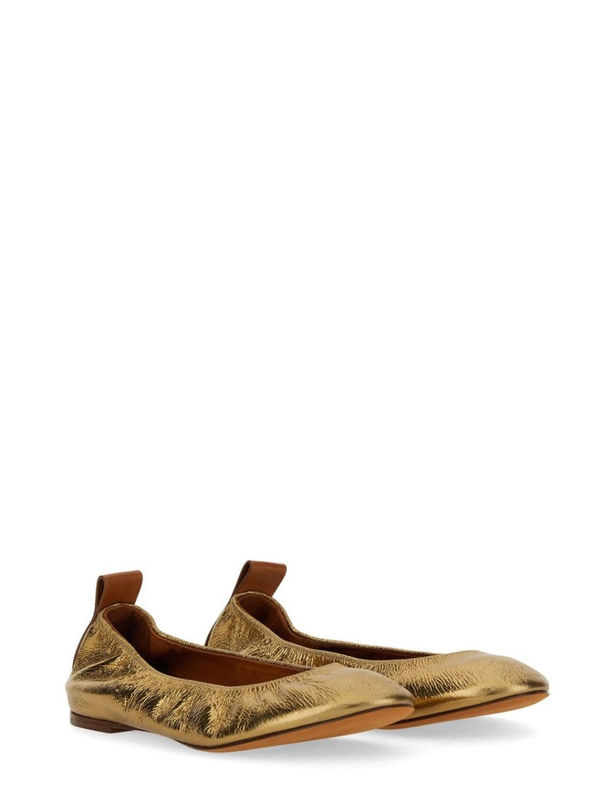 Lanvin Gold Leather Ballerina Flats