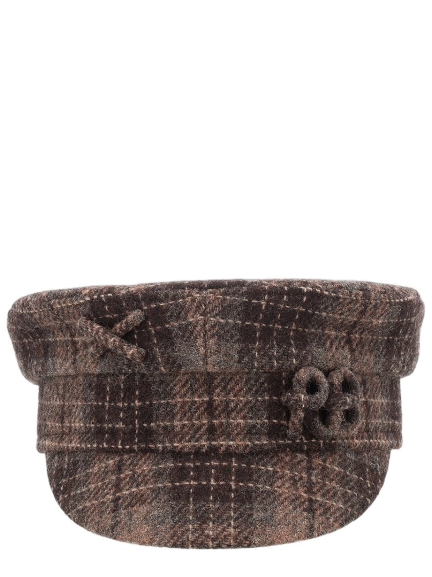 Ruslan Baginskiy Backer Boy Structured Brown Plaid Wool Hat