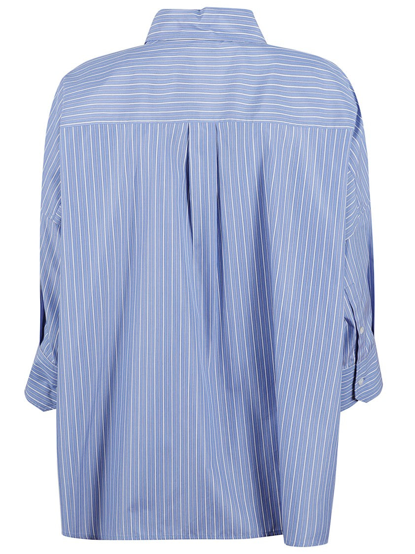 Max Mara Relaxed Fit Striped Cotton Shirt With Classic Collar