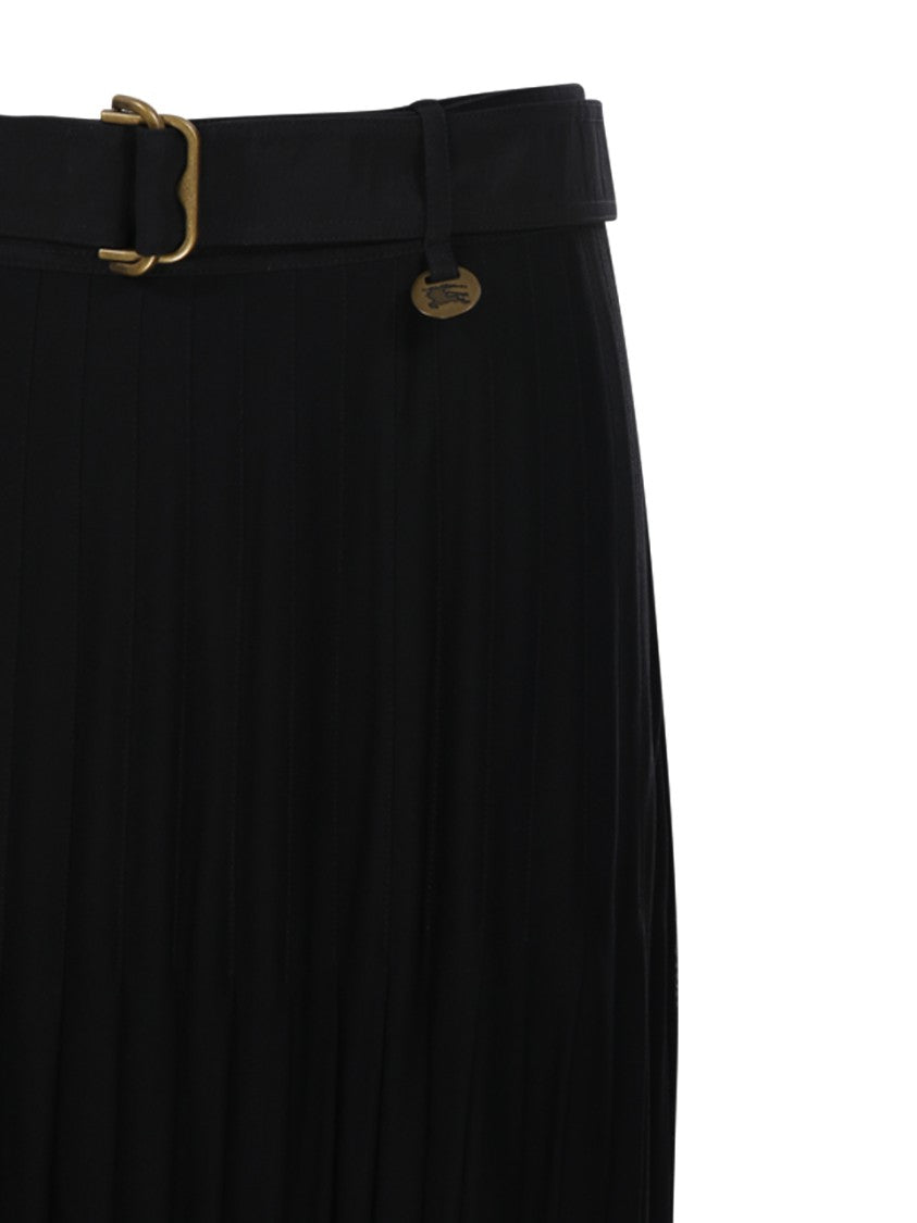Burberry Pleated Black Maxi Skirt