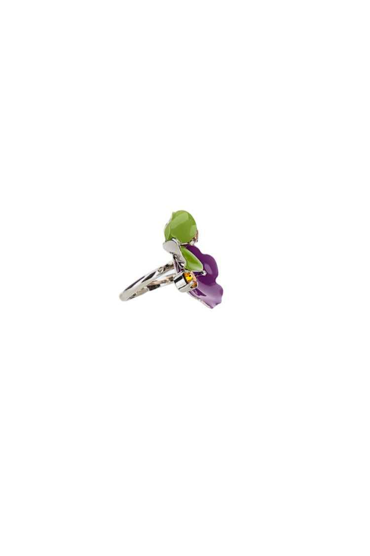 Marni Floral Silver Ring With Purple Flower