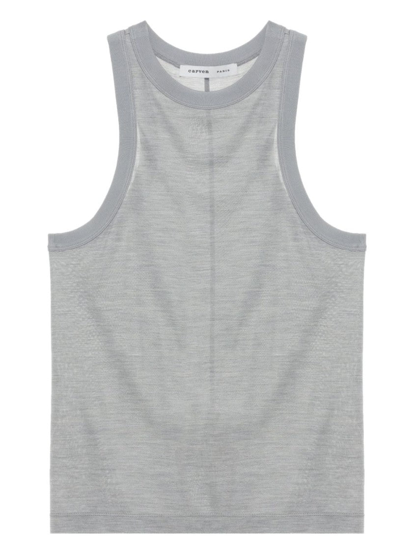 Carven Grey Silk Tank Top