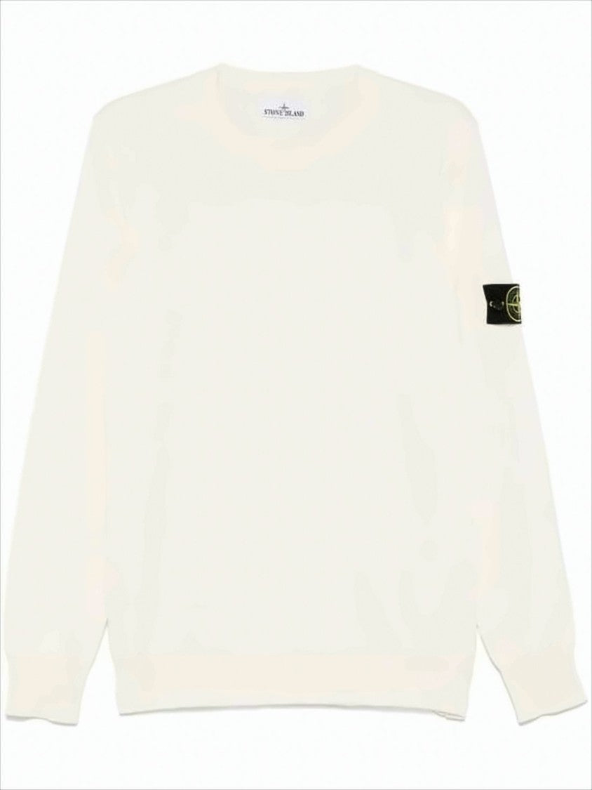 Stone Island Clean Design Cotton Sweater With Distinctive Sleeve Patch