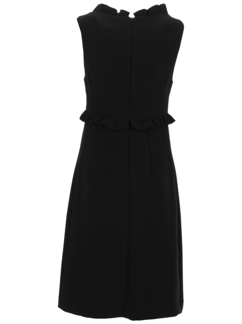 P.A.R.O.S.H. Sleeveless Black Dress With V-Neckline And Ruffle Details