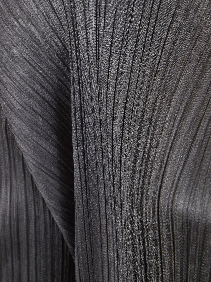 Pleats Please Textured Pleated Cardigan With V-Neckline And Flared Hem