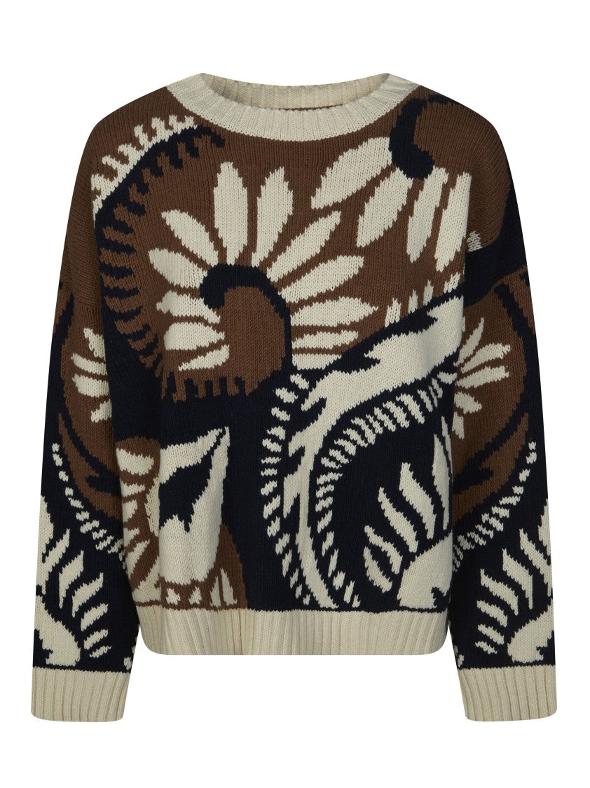 Max Mara Celebre Abstract Floral Knit Sweater