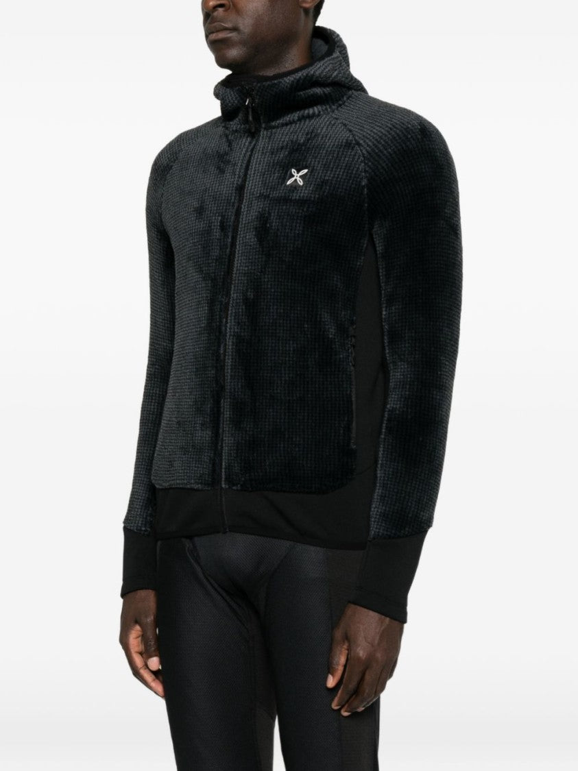 Montura Waffle-Knit Hooded Jacket With High Neck And Logo Detail