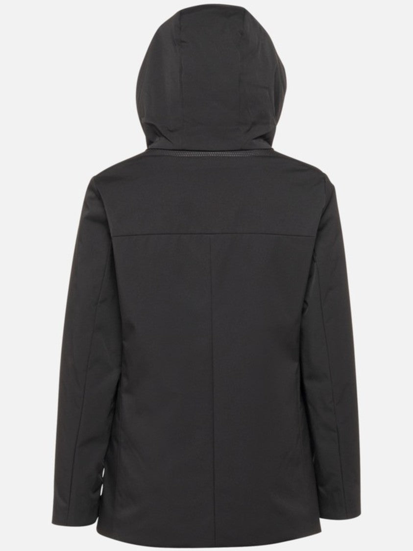 Geox Minimalist Black Hooded Jacket With Concealed Zip Closure