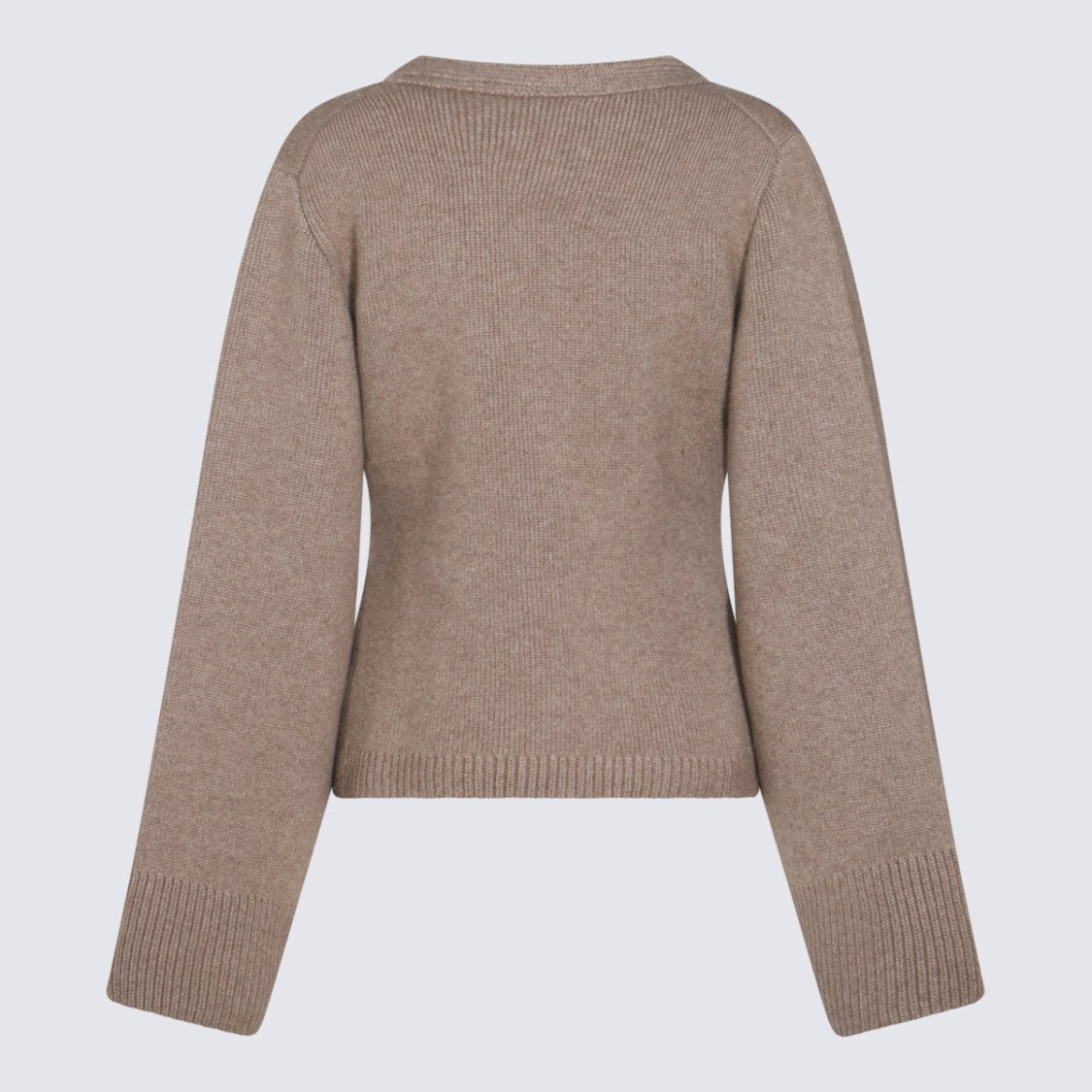 Khaite Ribbed Knit Sweater With Deep V-Neckline And Button Detail