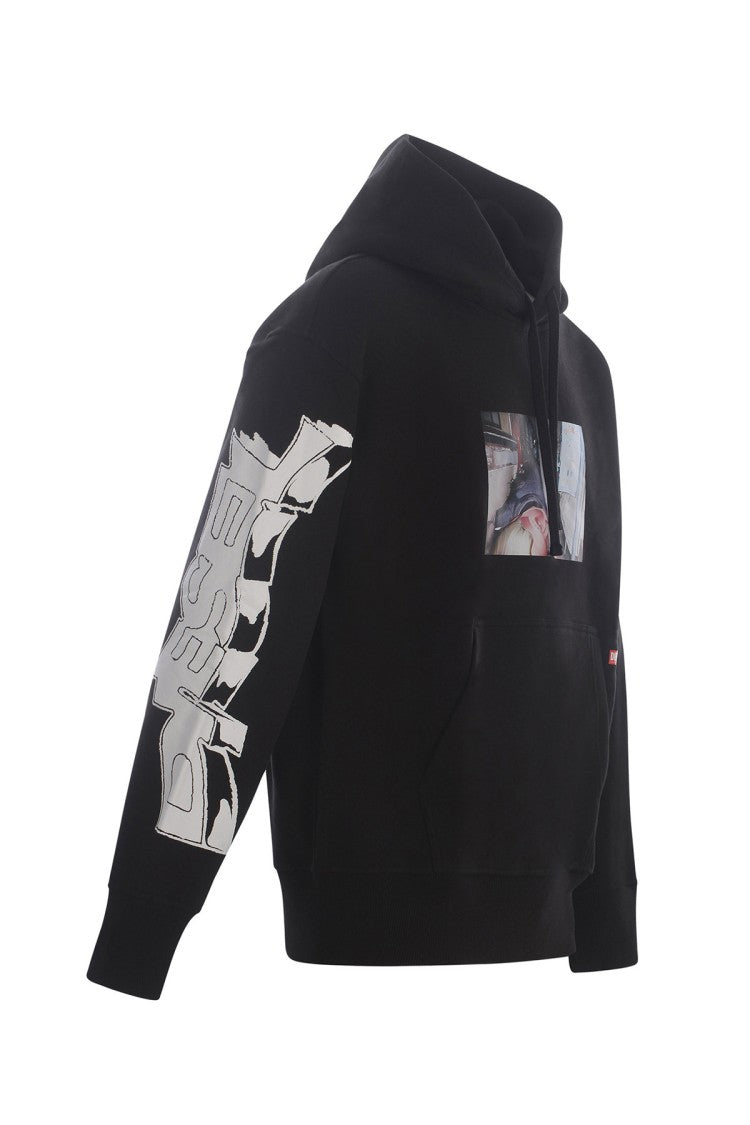 Diesel Black Cotton Printed Hoodie