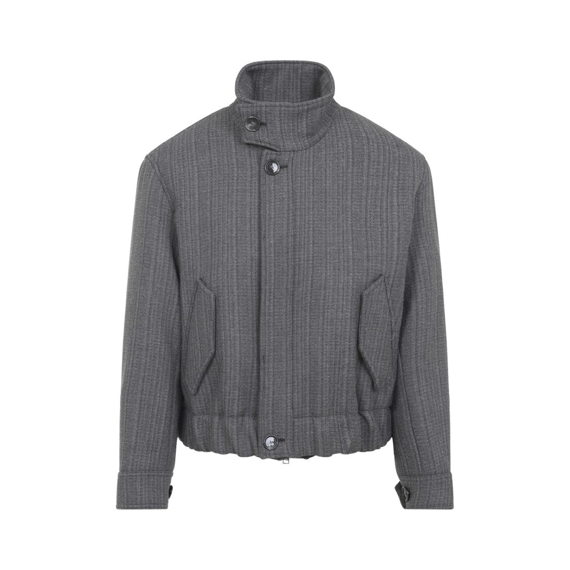 Ami Herringbone Grey Wool Blend Harrington Jacket