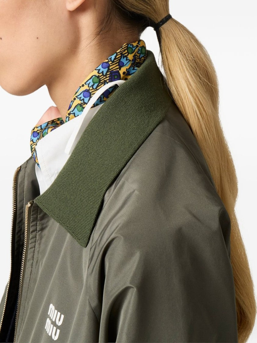 Miu Miu Black Cropped Boxy Zip-Up Jacket