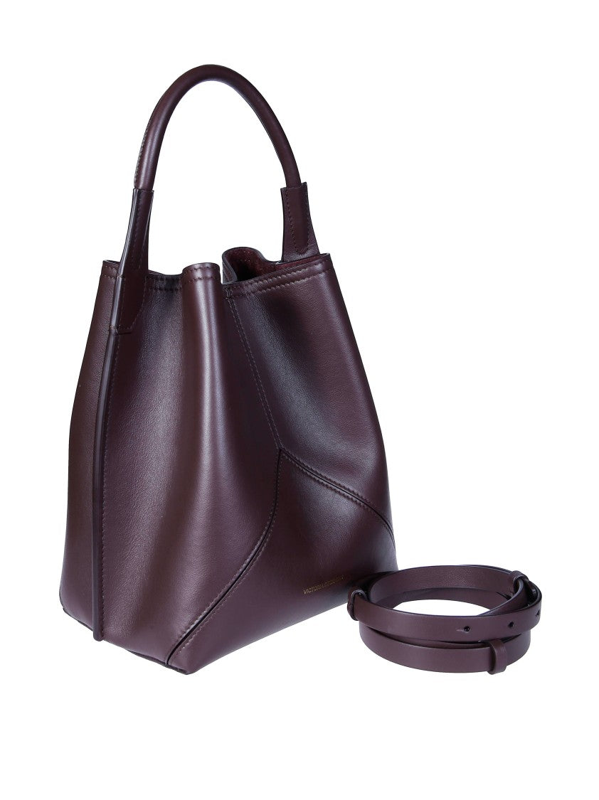 Victoria Beckham Deep Burgundy Calf Leather Bucket Bag