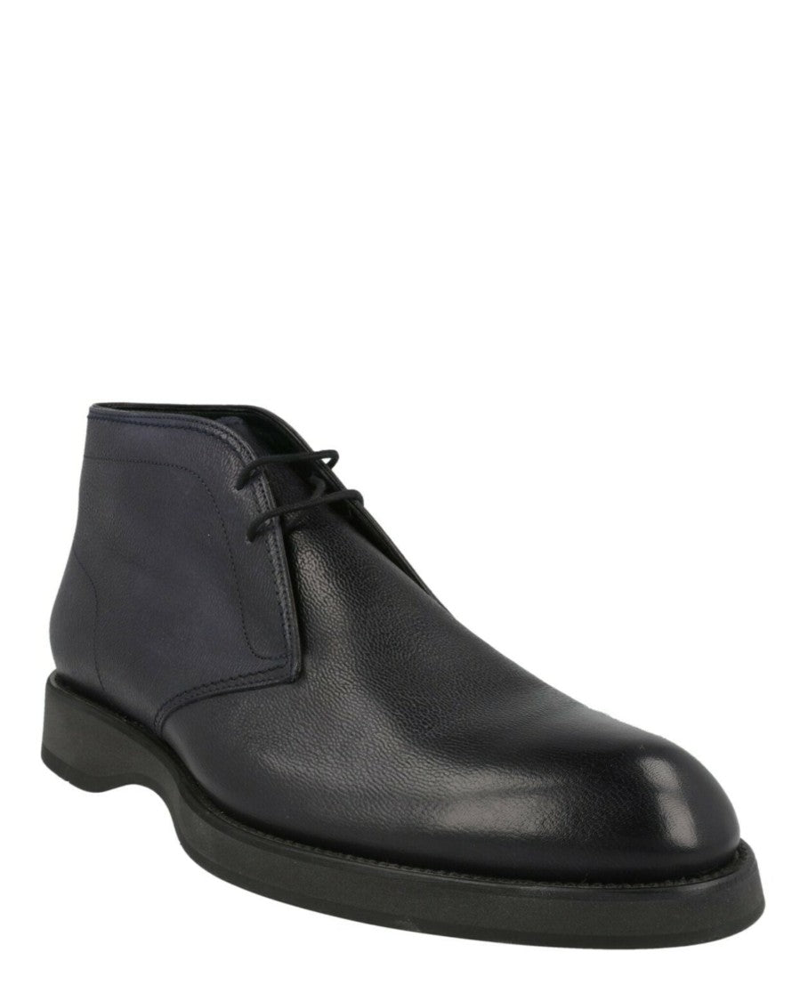 Brioni Ankle-Length Desert Leather Boots With Pebbled Finish