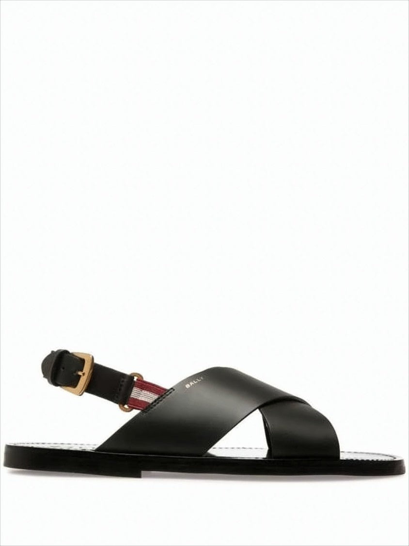 Bally Black Leather Sandals With Adjustable Ankle Strap