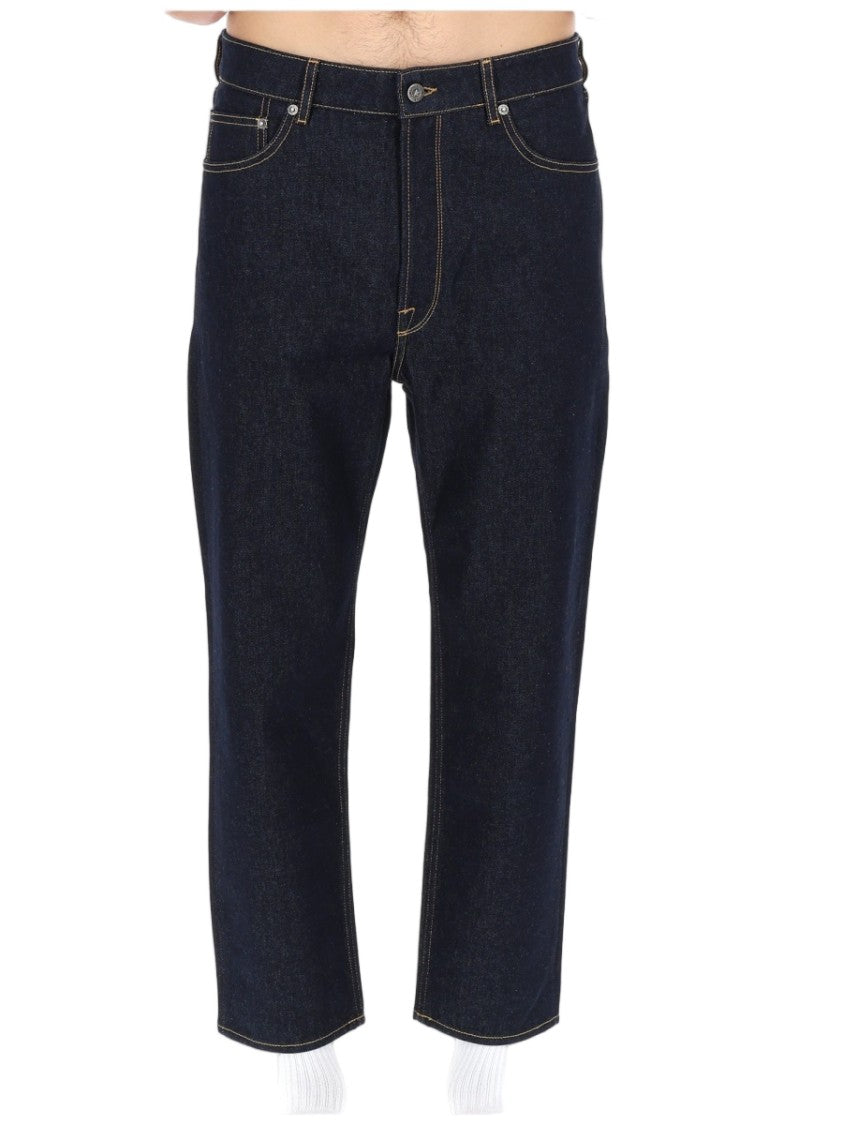 Golden Goose Straight-Leg Dark Indigo Wash Jeans With Contrast Stitching
