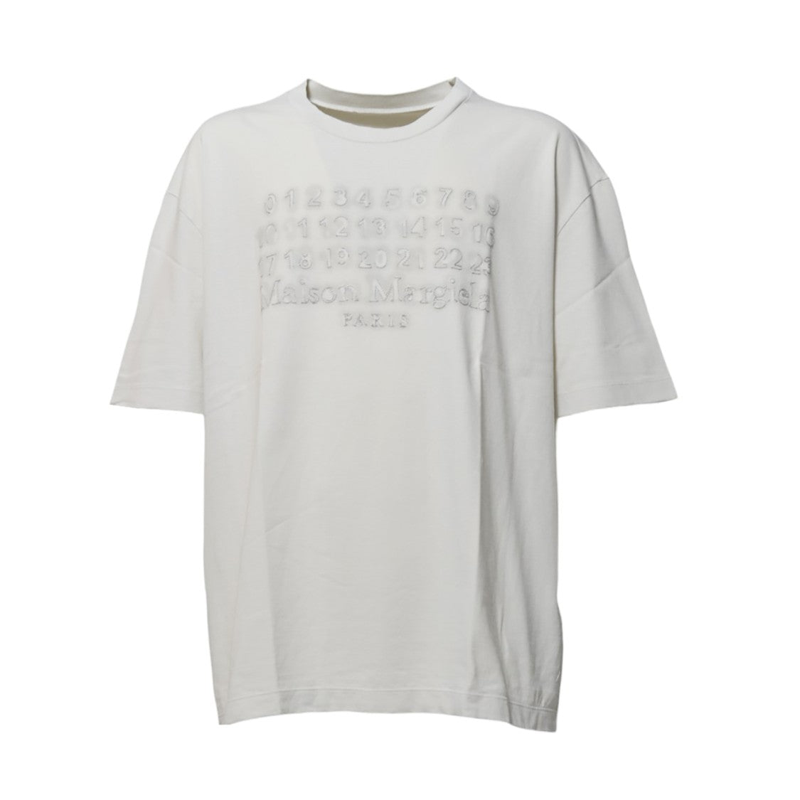 Maison Margiela Cream Cotton T-Shirt With Embossed Logo