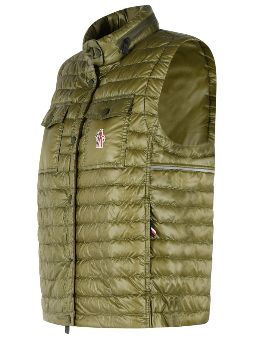 Moncler Grenoble 'Gumiane' Padded Vest With Green Polyamide Hood