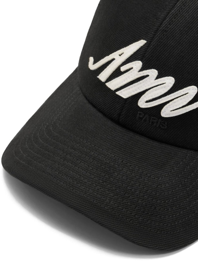 Ami Paris Felt Baseball Cap With Signature Embroidery