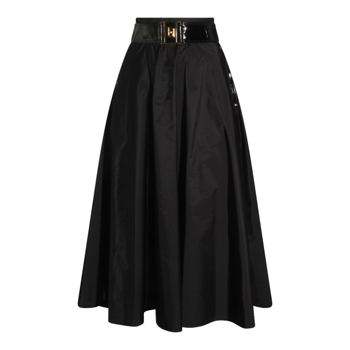 Elisabetta Franchi High-Waisted Black Maxi Skirt With Belt