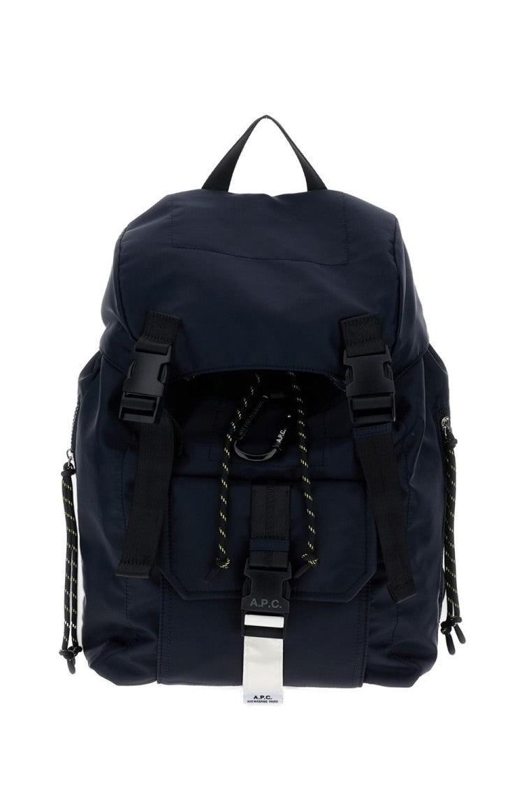 A.P.C. Navy Blue Backpack With Flap Closure And Logo Applique