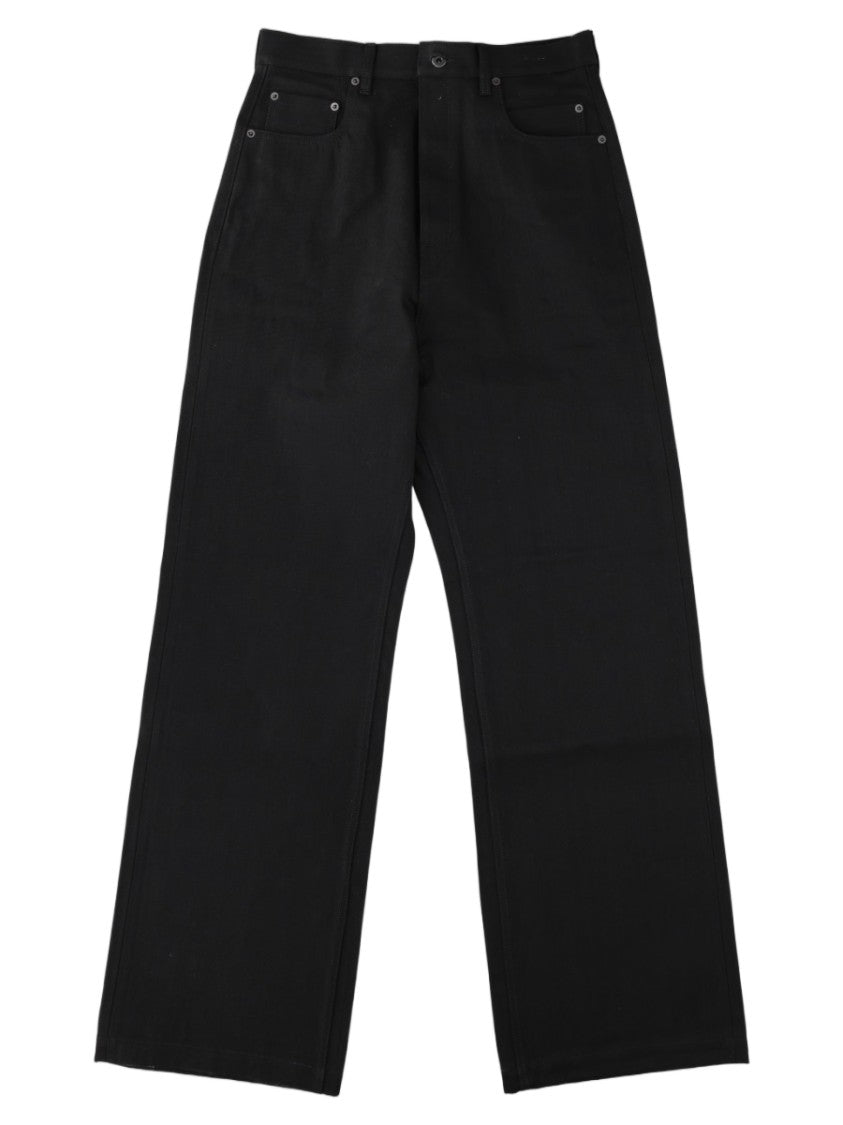 Drkshdw By Rick Owens Black High-Waist Wide-Leg Cotton Jeans