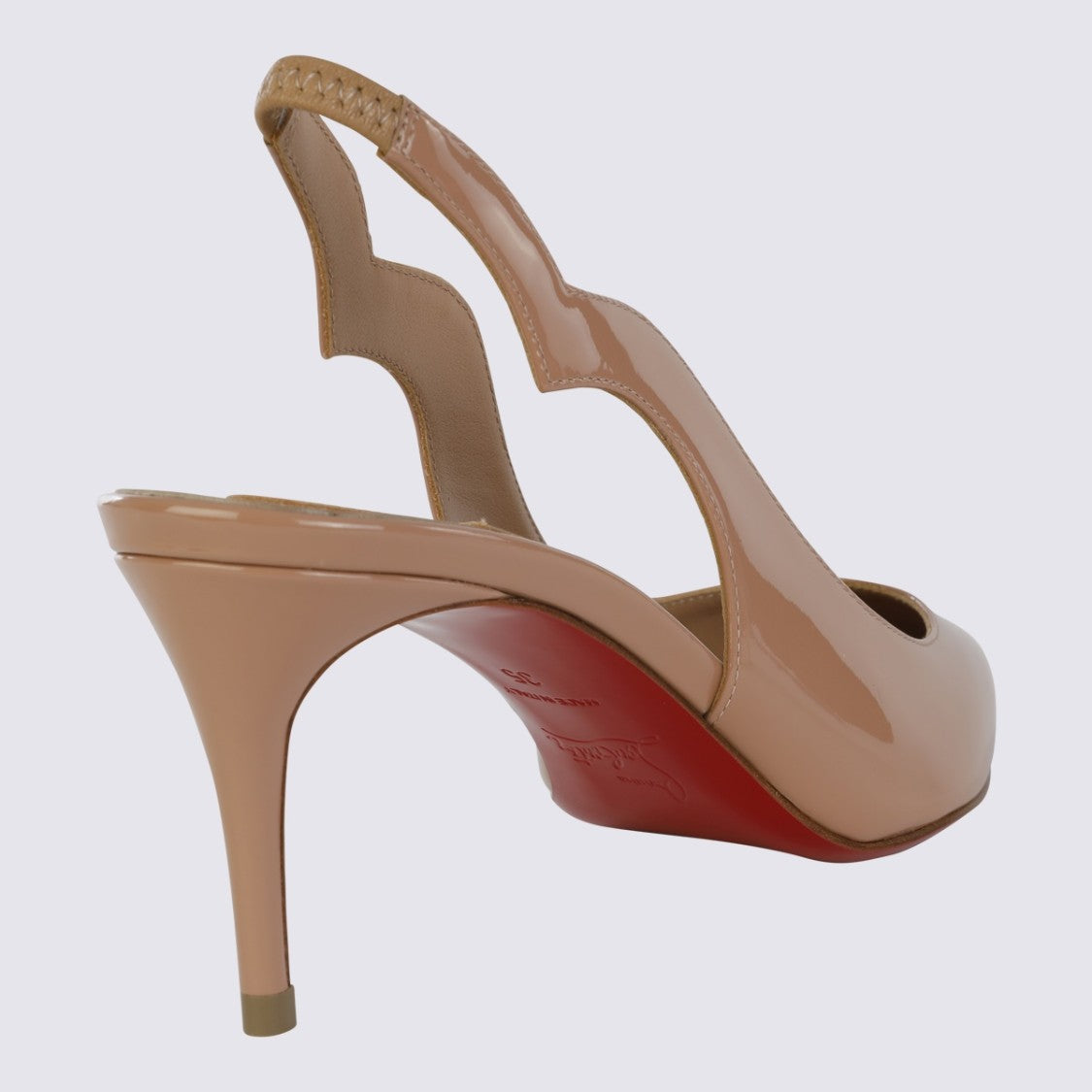Christian Louboutin Patent Pointed-Toe Slingback Pump With Unique Wavy Design