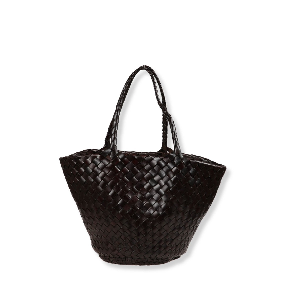 Dragon Diffusion Handwoven Leather Basket Tote With Braided Handles