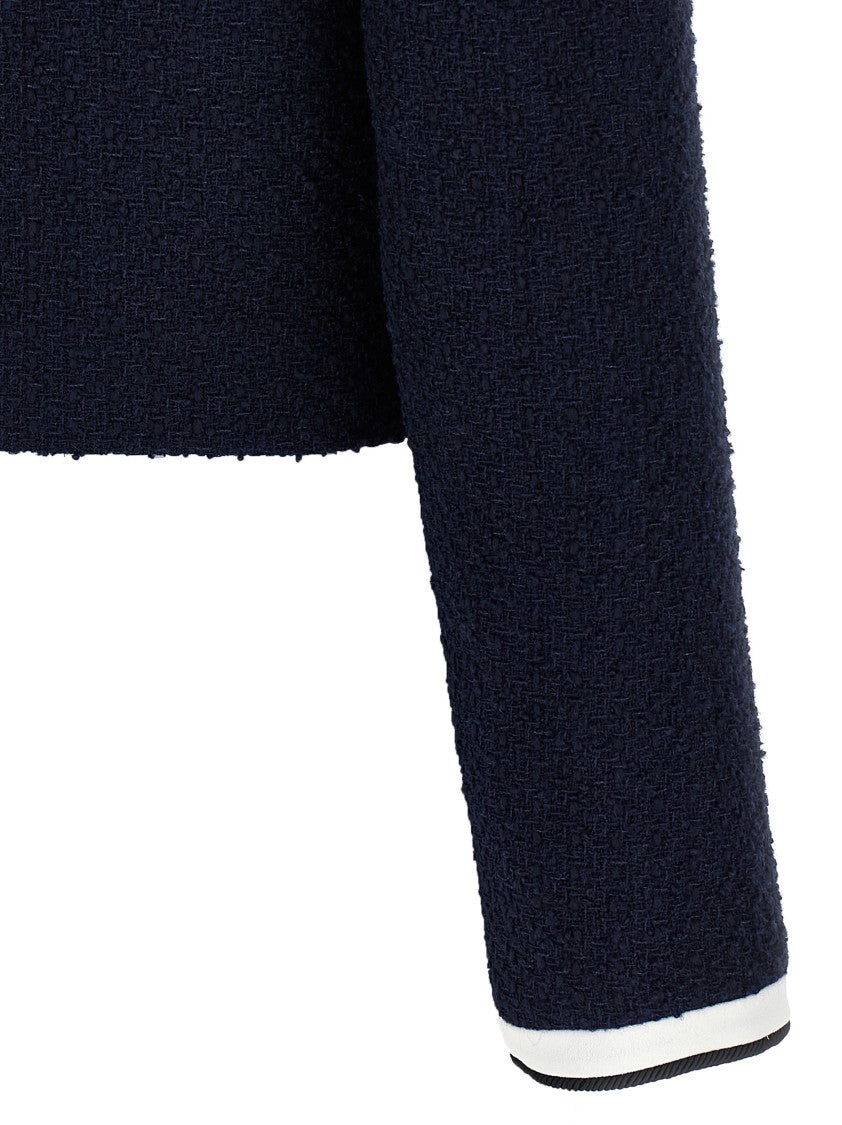Self-Portrait Navy Boucle Contrast Collar' Blazer