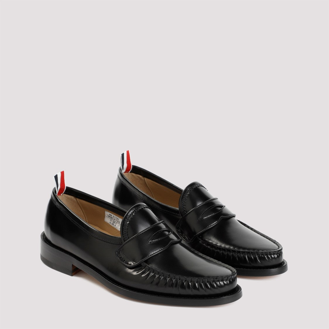 Thom Browne Pleated Varsity Black Calf Leather Loafers
