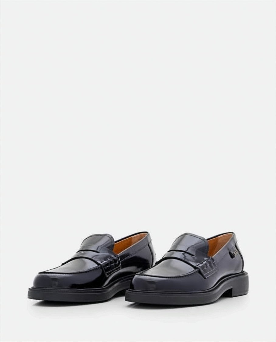 Tod's Polished Black Cow Leather Loafers