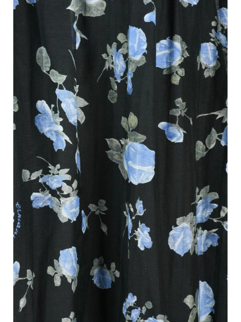 Ermanno Firenze Long Gauzed Dress - Black/Blue