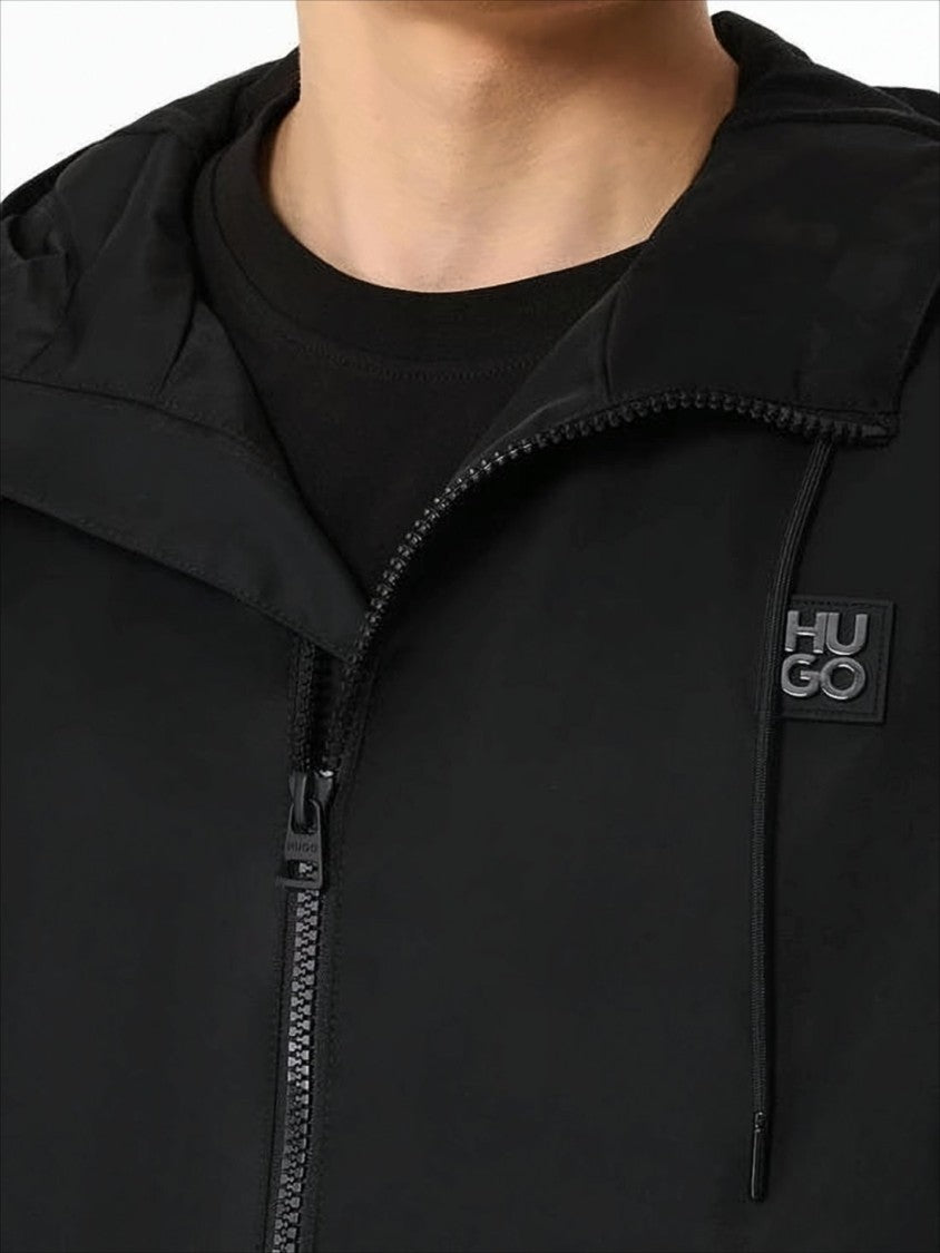 Hugo Boss Black Jacket With Zip-Up Front And Hood