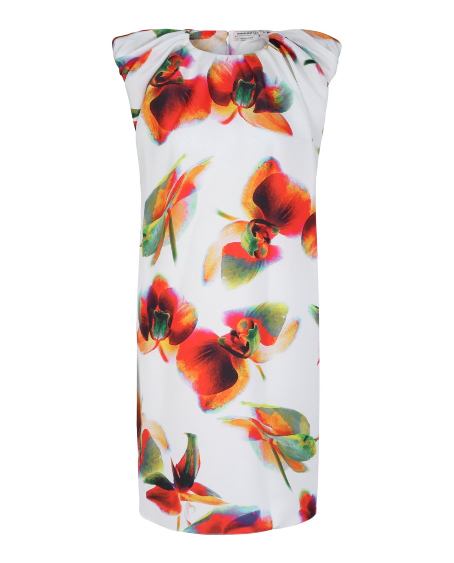 Alexander Mcqueen Floral Pleated Mini Dress