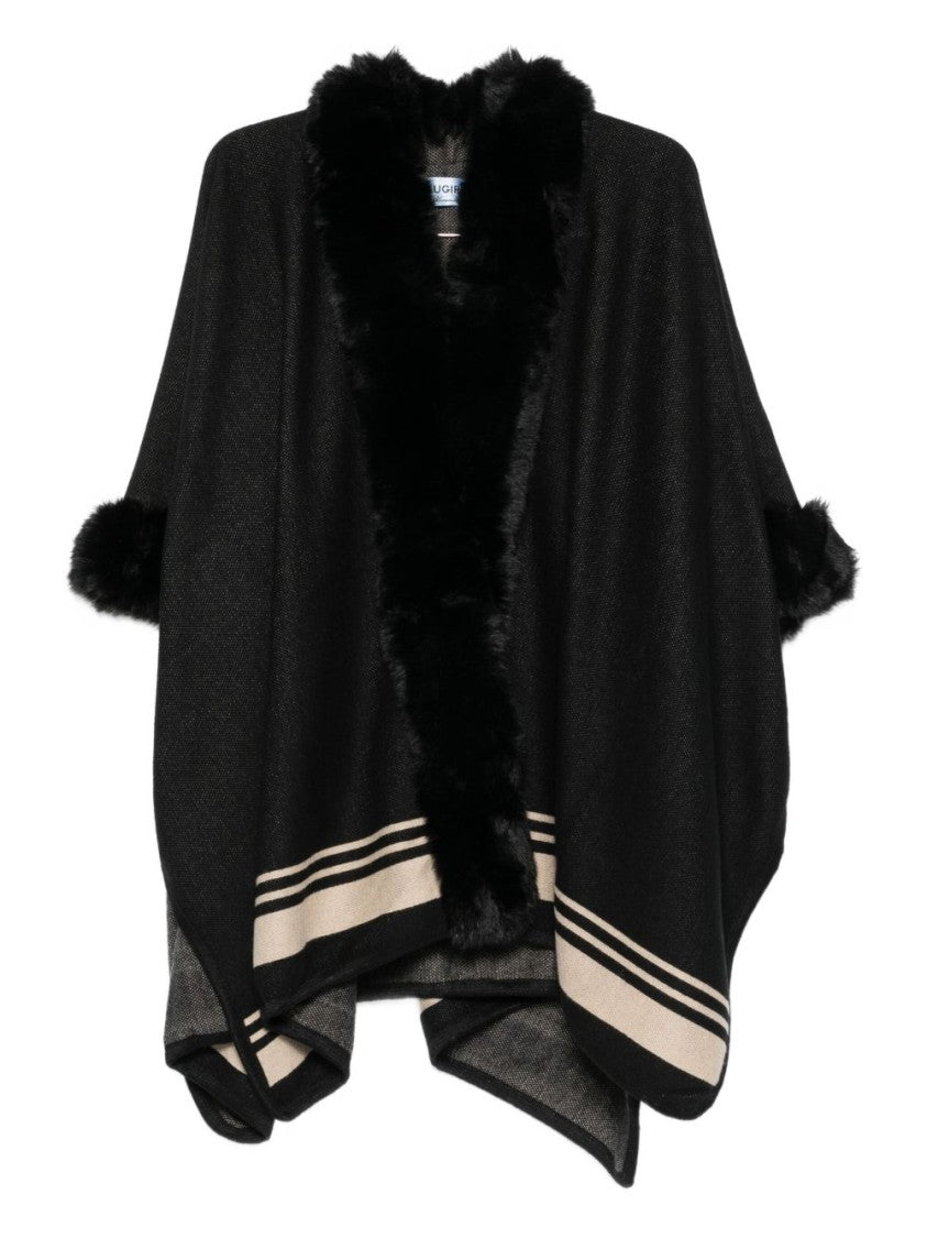 Blugirl Cape Coat With Plush Faux Fur Trim