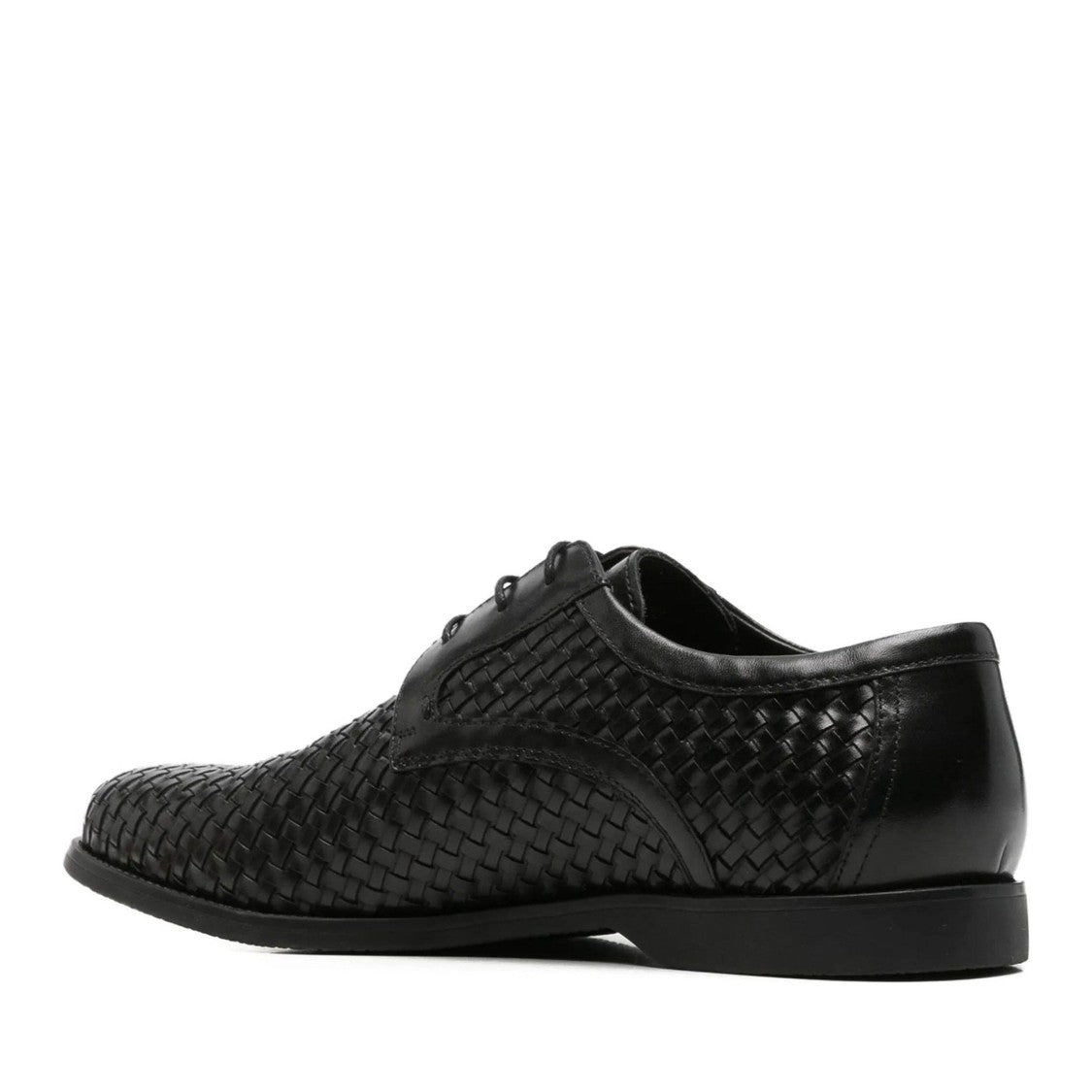 Alberto Gozzi Black Woven Leather Upper Low-Profile Leather Flats
