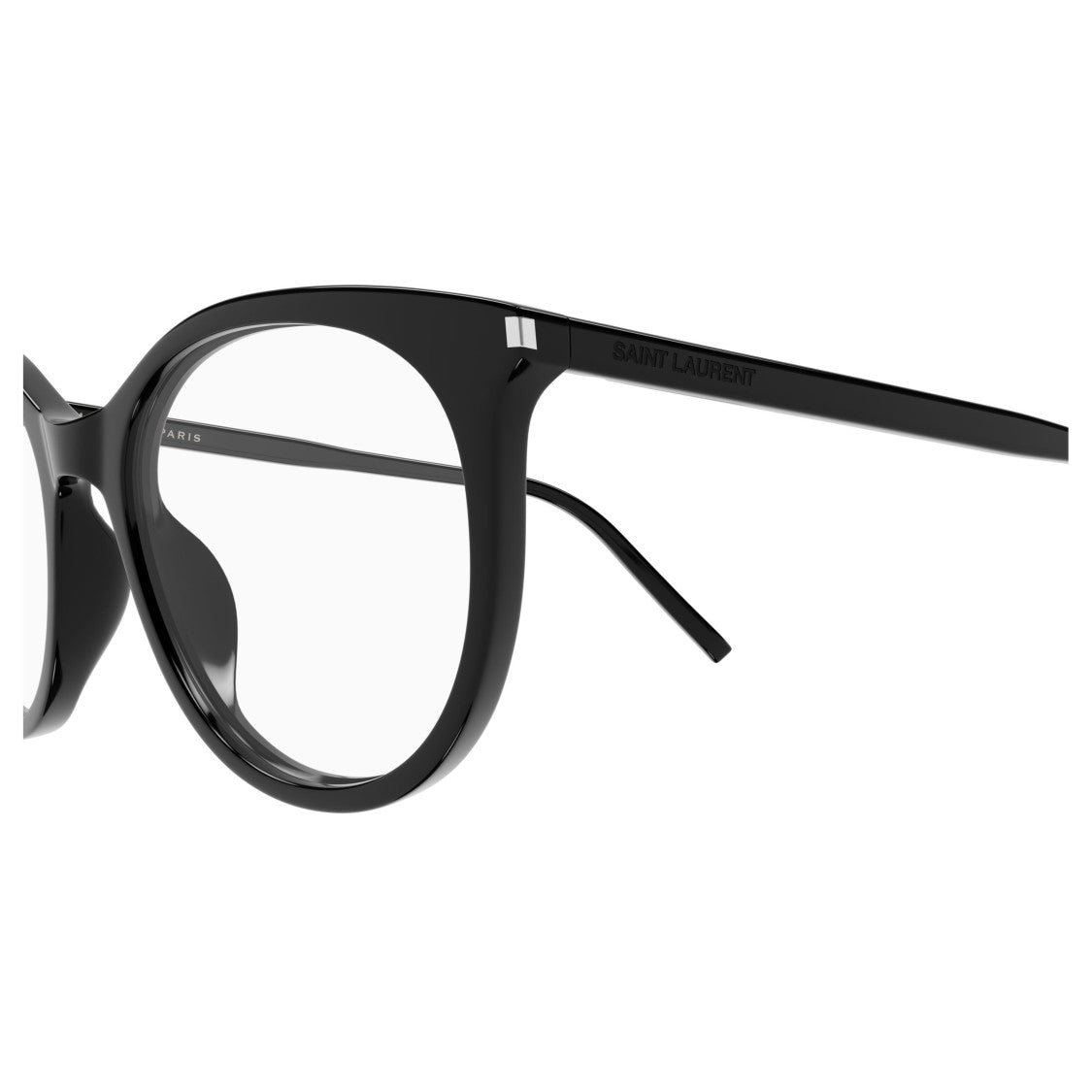 Saint Laurent Rounded Frame Eyeglasses With Glossy Black Finish