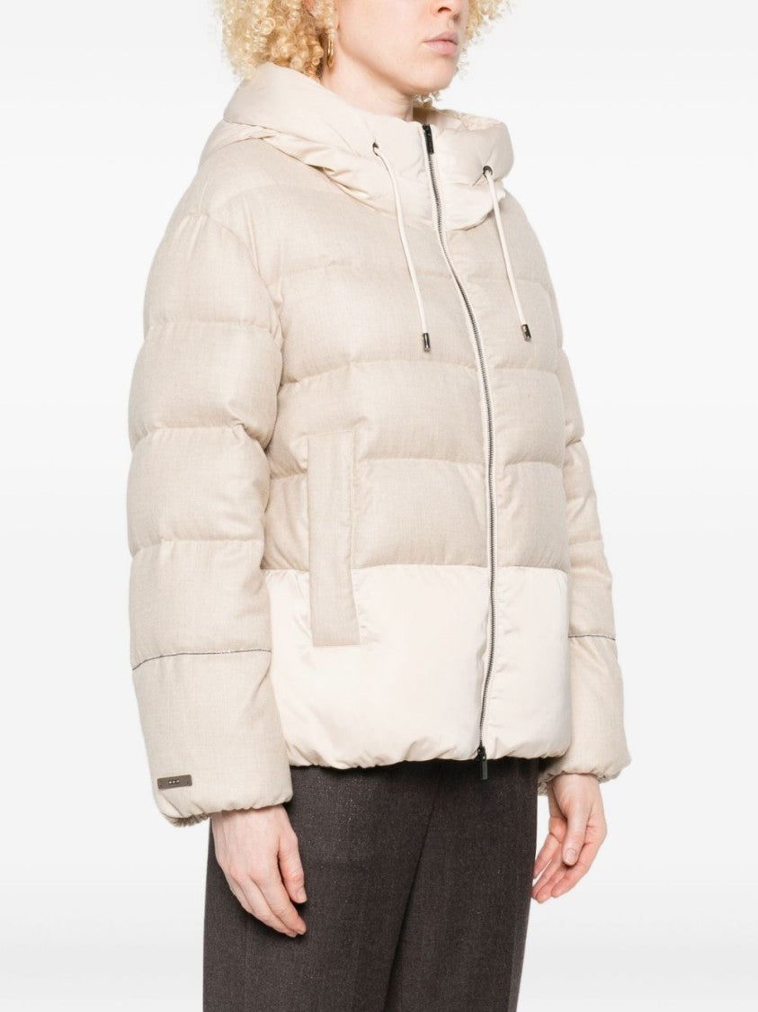 Peserico Boxy Quilted Short Jacket With Adjustable Hood