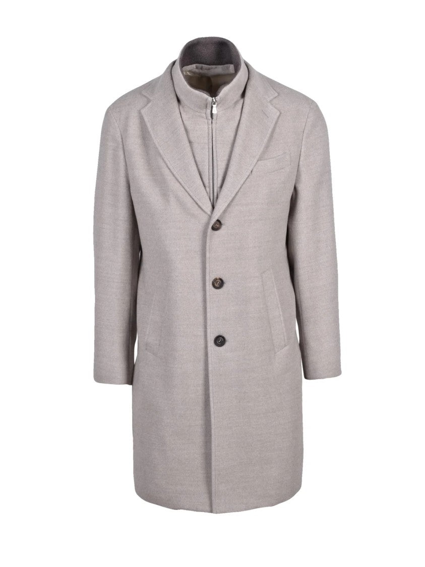 Eleventy Light Grey Wool Coat