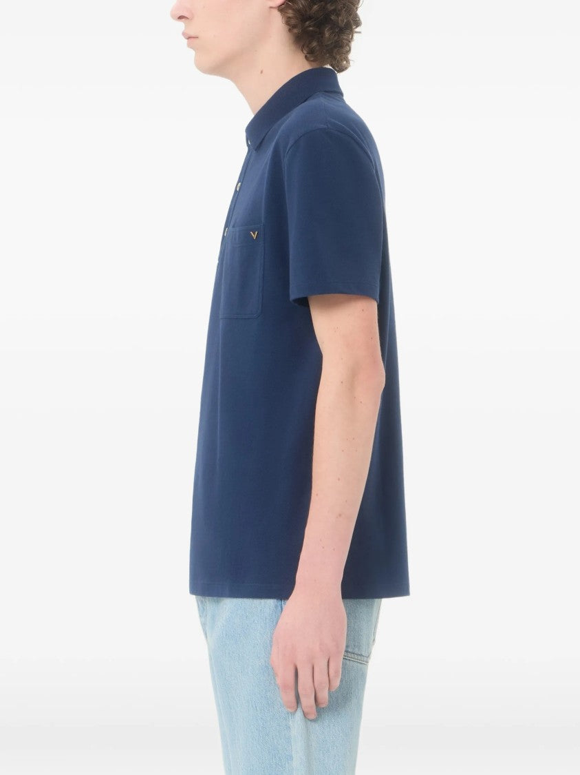 Valentino Structured Collar Cotton Polo Shirt