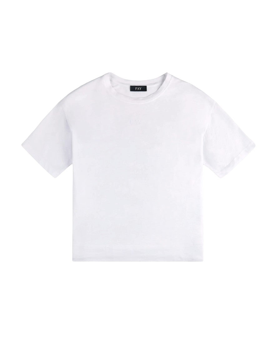 Fay Minimalist Short-Sleeve T-Shirt With Subtle Side Slits