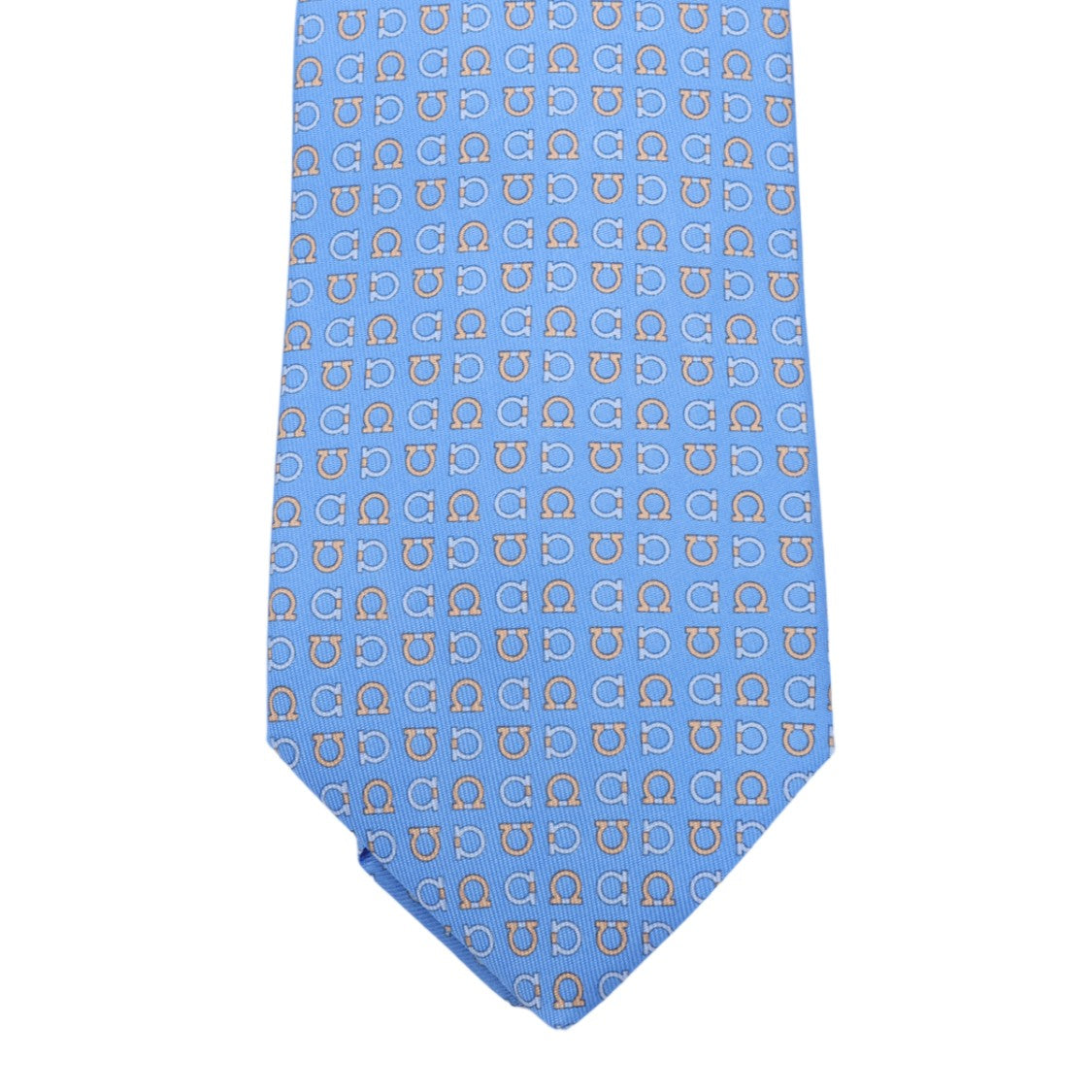 Ferragamo Light Blue Tie With Geometric Pattern