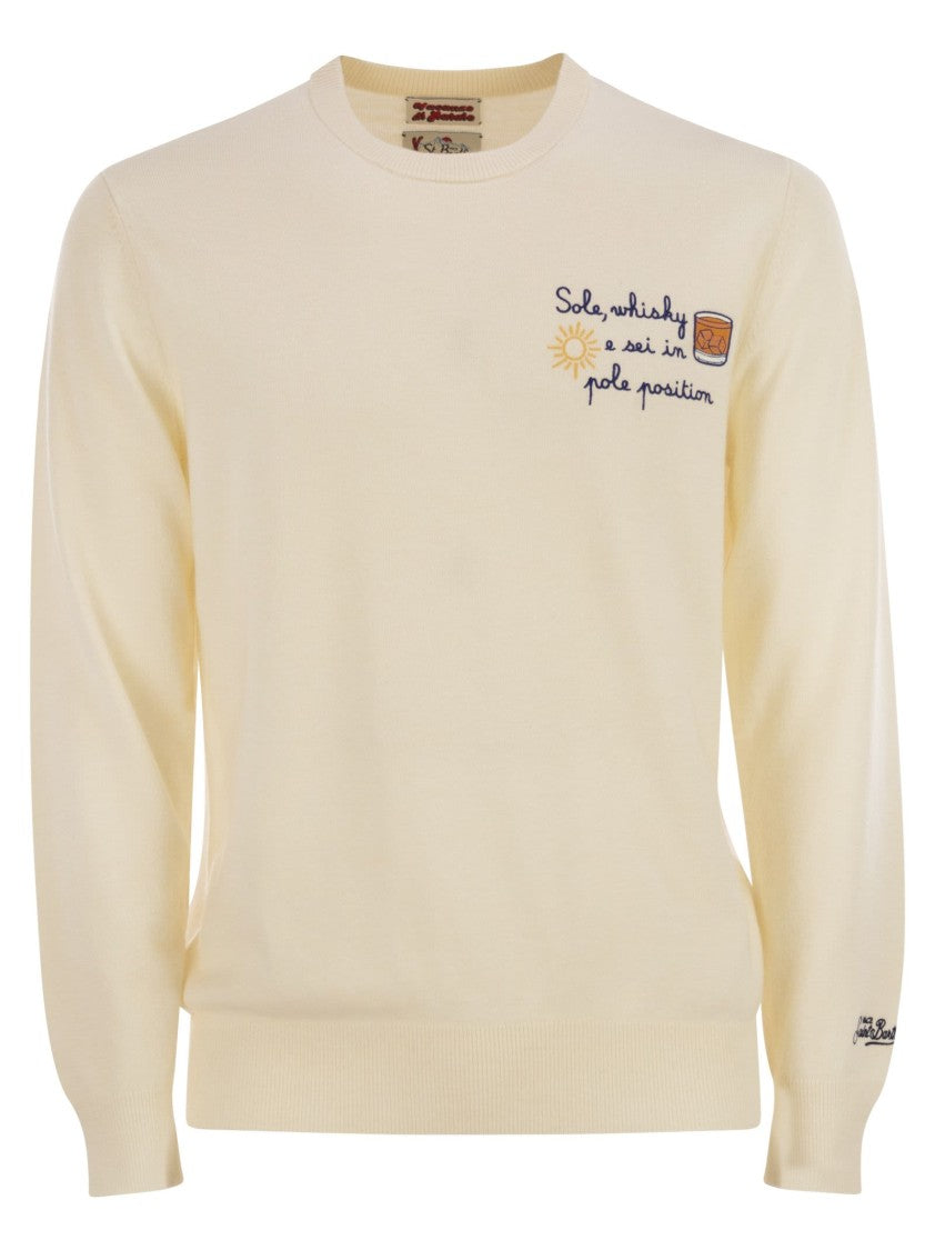 Mc2 Saint Barth Crew Neck Jumper With Subtle Embroidery
