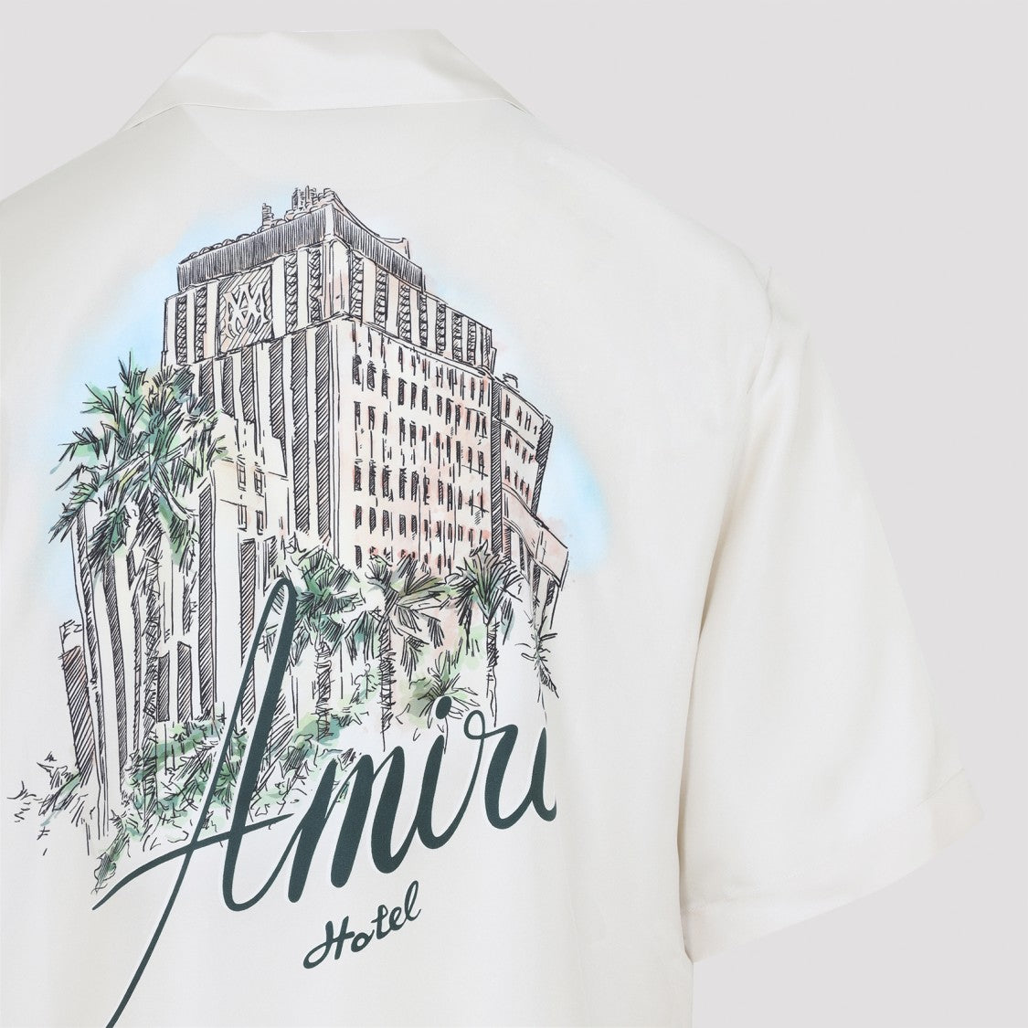 Amiri Hotel Bowling White Silk Shirt