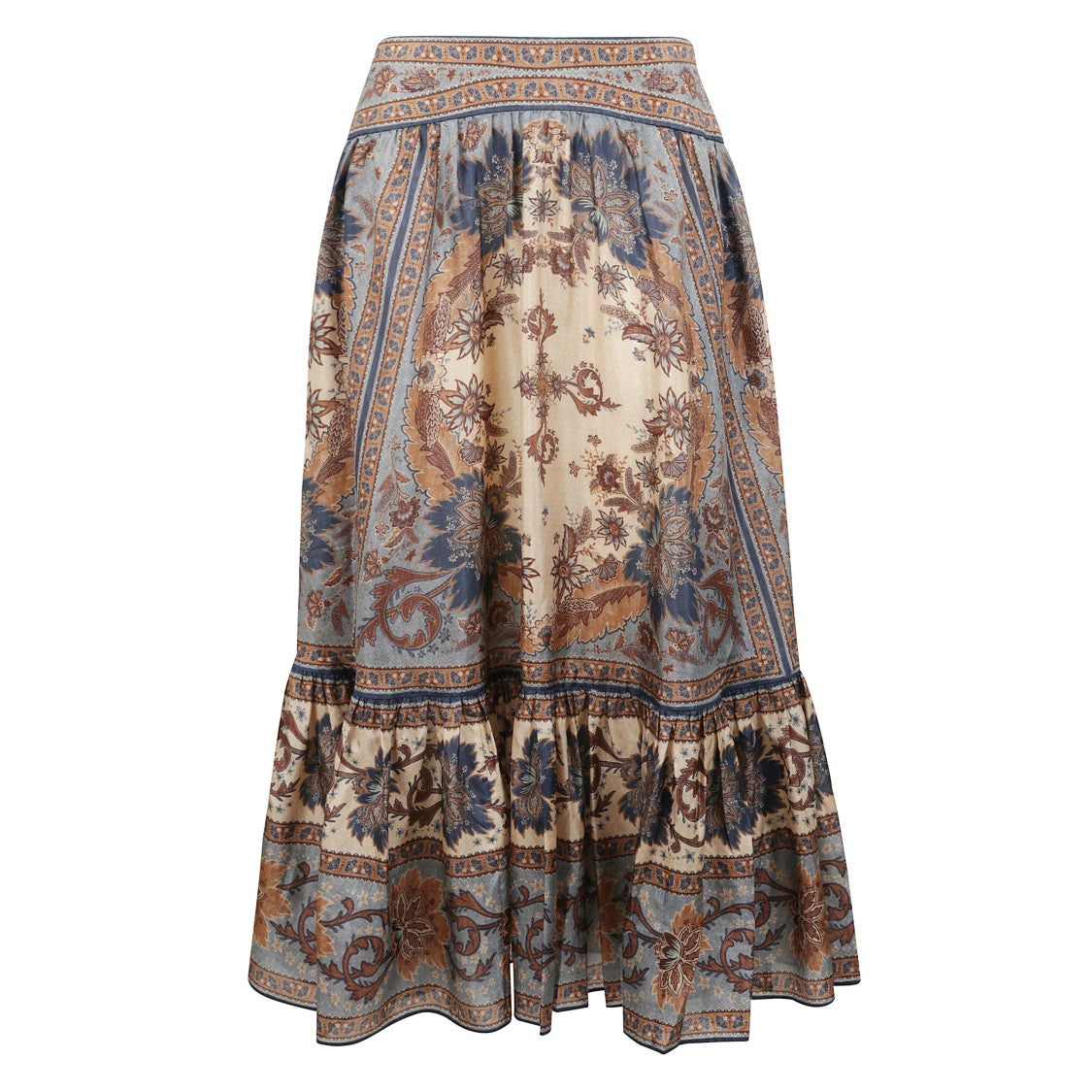 Zimmermann High-Waisted Midi Skirt With Ethnic And Floral Patterns