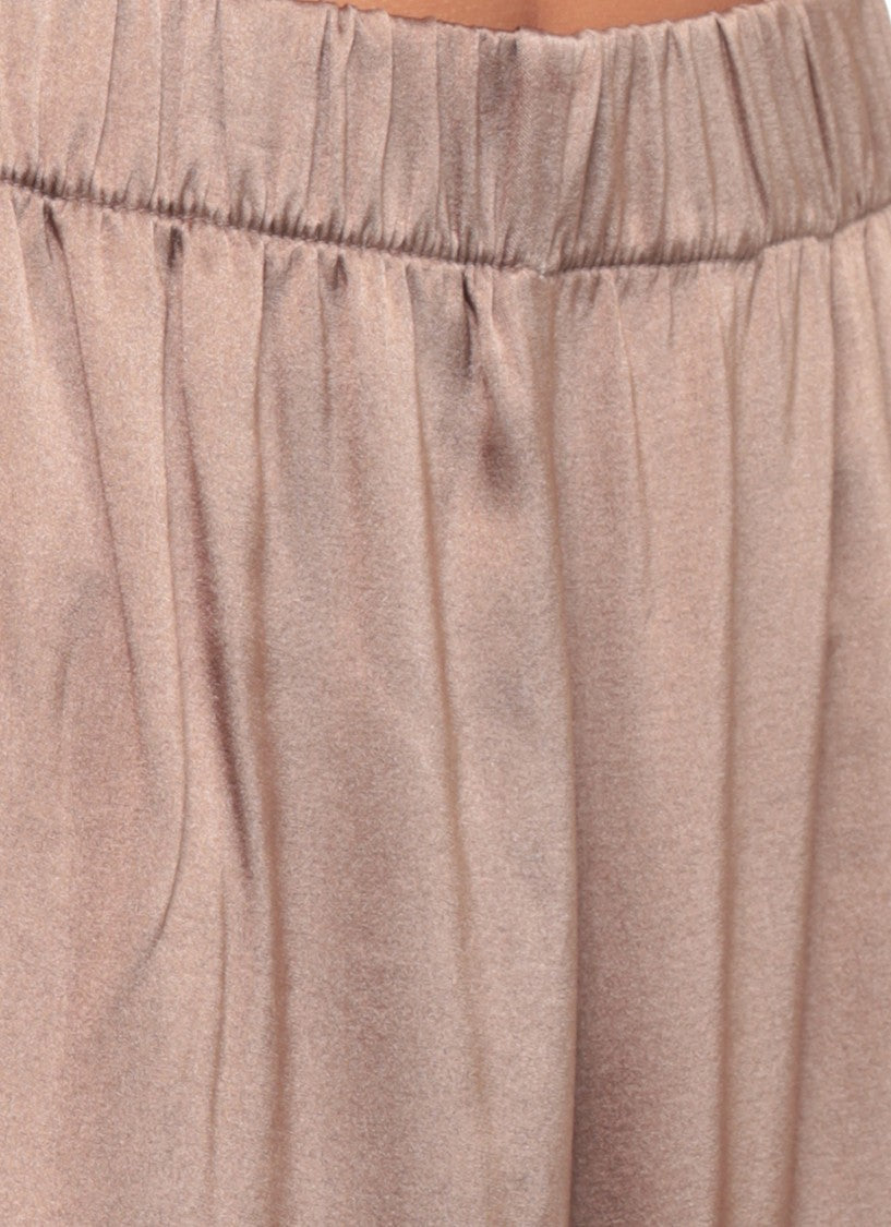 Avant Toi Wide Cut Silk Trousers With Elastic Waistband